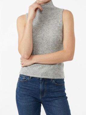 Dynamite Light Gray Sleeveless Mock Neck Knit Tank